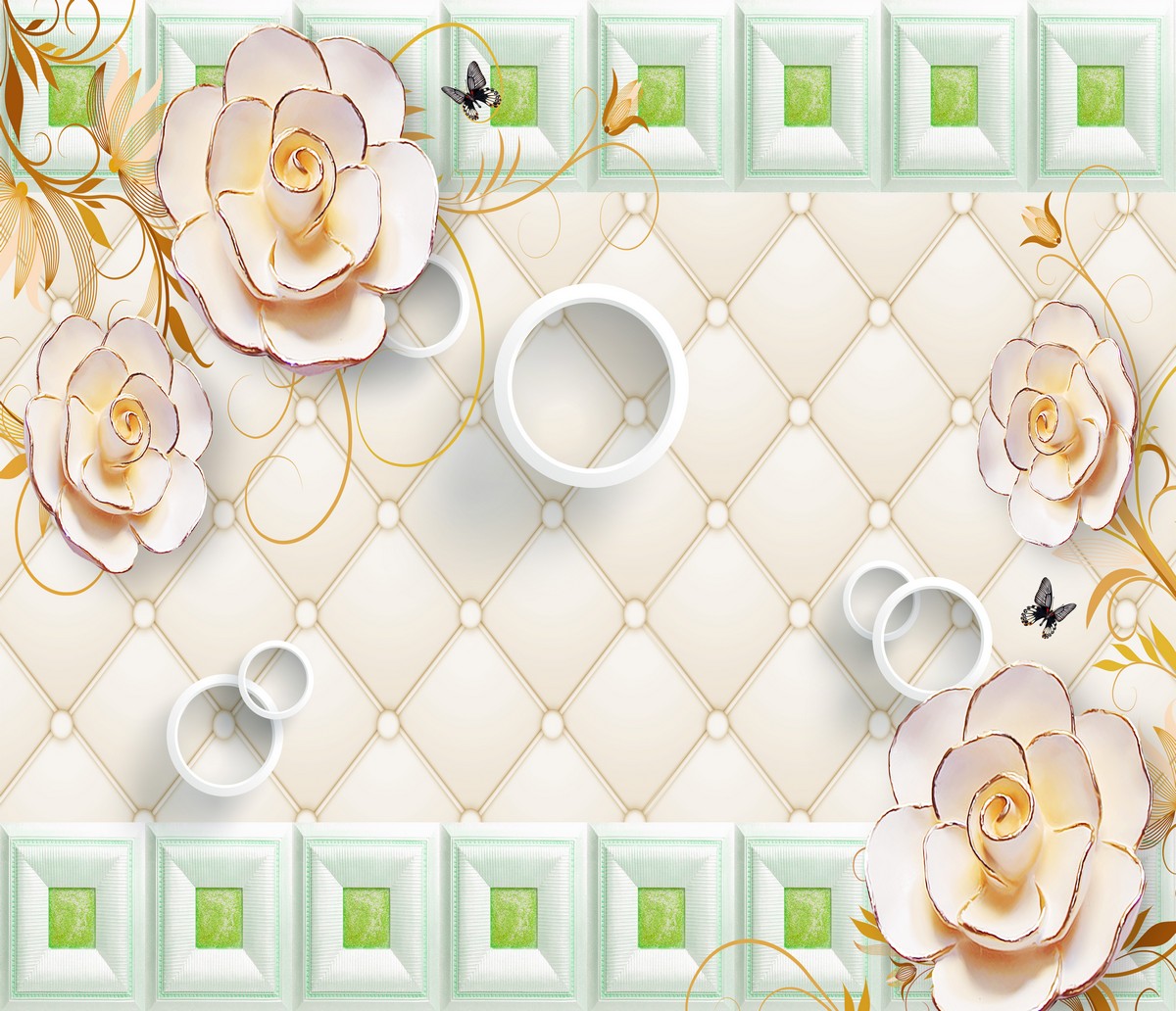 Хлопковые розы в ромбах